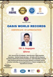 "DR. A. Angappan receiving Netaji Subhas Chandra Bose Award for youth leadership and social service"